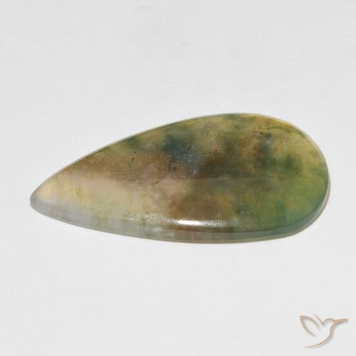 Ágata musgosa Multicolorido Natural 39.08ct, Formato de pêra, Translúcido