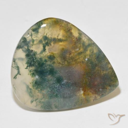 Ágata musgosa Multicolorido Natural 49.60ct, Formato de pêra, Translúcido