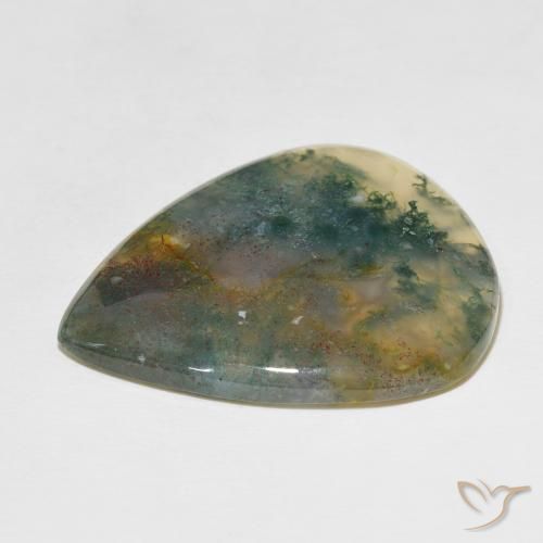 Ágata musgosa Multicolorido Natural 49.60ct, Formato de pêra, Translúcido