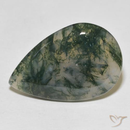 24.87ct Natural Multicolorido Ágata musgosa, Formato de pêra, Opaco