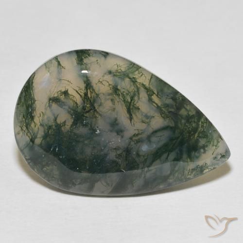 Ágata musgosa Multicolorido Natural 24.87ct, Formato de pêra, Opaco