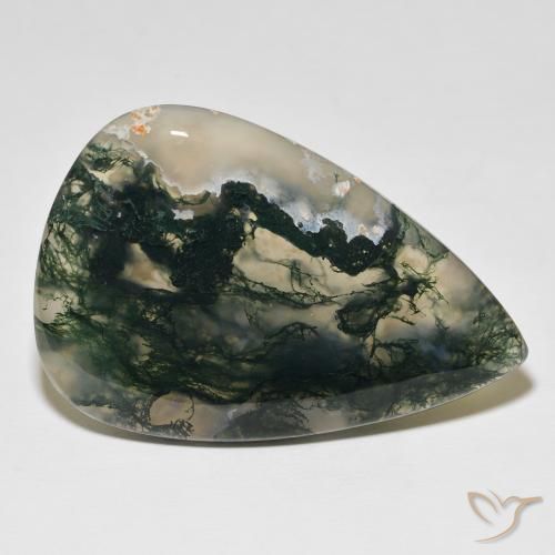 Ágata musgosa Multicolorido Natural 98.16ct, Formato de pêra, Opaco