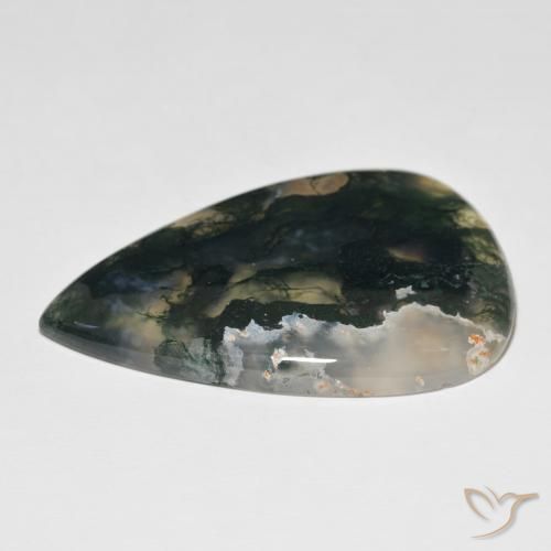 Ágata musgosa Multicolorido Natural 98.16ct, Formato de pêra, Opaco