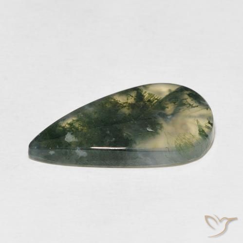 Ágata musgosa Multicolorido Natural 10.69ct, Formato de pêra, Translúcido
