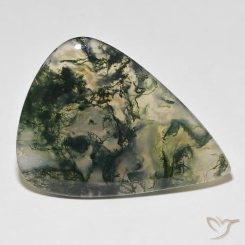 Ágata musgosa Multicolorido Natural 76.96ct, Formato de pêra, Translúcido