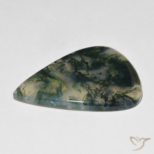 Ágata musgosa Multicolorido Natural 76.96ct, Formato de pêra, Translúcido
