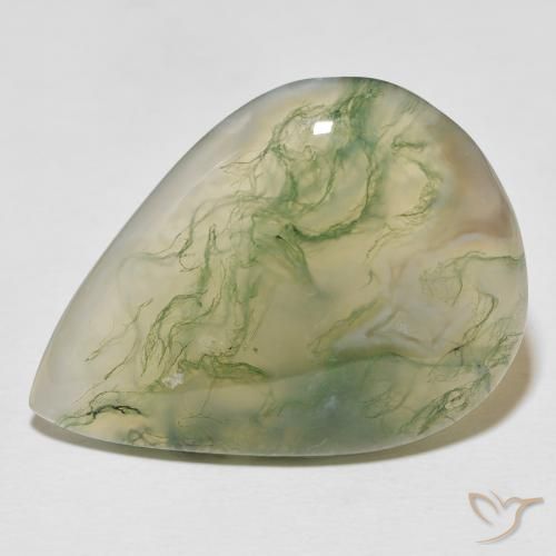 29.52ct Natural Multicolorido Ágata musgosa, Formato de pêra, Opaco