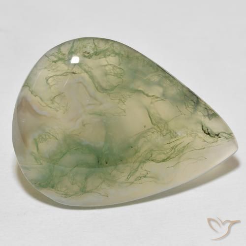 Ágata musgosa Multicolorido Natural 29.52ct, Formato de pêra, Opaco