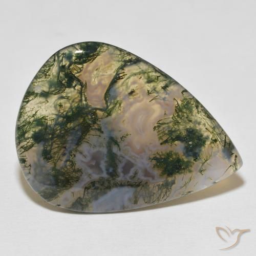 Ágata musgosa Multicolorido Natural 23.29ct, Formato de pêra, Opaco