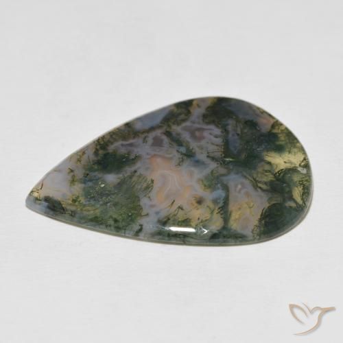 Ágata musgosa Multicolorido Natural 23.29ct, Formato de pêra, Opaco
