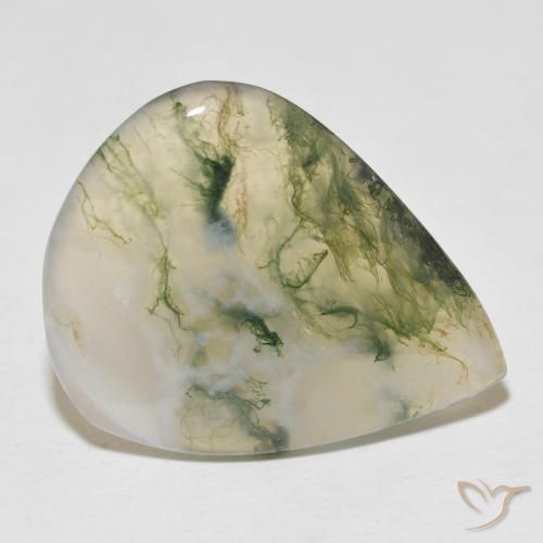 Ágata musgosa Multicolorido Natural 22.57ct, Formato de pêra, Translúcido