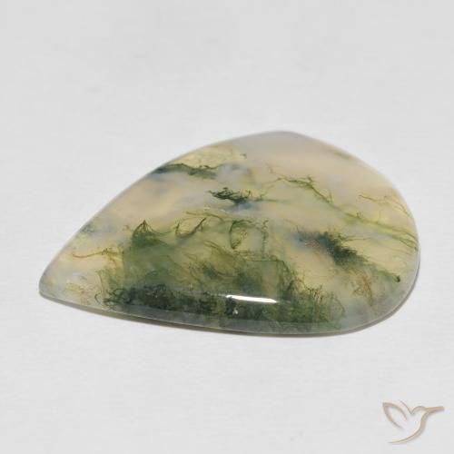 Ágata musgosa Multicolorido Natural 22.57ct, Formato de pêra, Translúcido