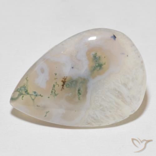 30.59ct Natural Multicolorido Ágata musgosa, Formato de pêra, Translúcido
