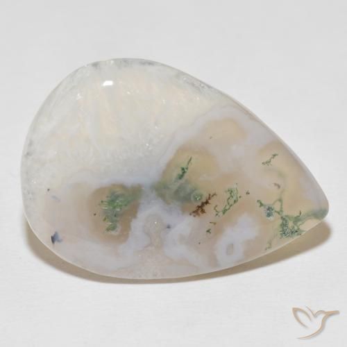 Ágata musgosa Multicolorido Natural 30.59ct, Formato de pêra, Translúcido