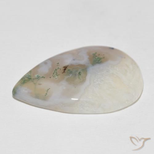 Ágata musgosa Multicolorido Natural 30.59ct, Formato de pêra, Translúcido