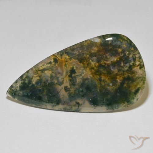 95.86ct Natural Multicolorido Ágata musgosa, Formato de pêra, Opaco