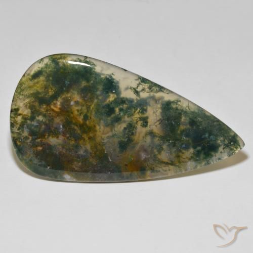 Ágata musgosa Multicolorido Natural 95.86ct, Formato de pêra, Opaco