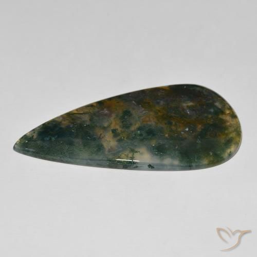 Ágata musgosa Multicolorido Natural 95.86ct, Formato de pêra, Opaco