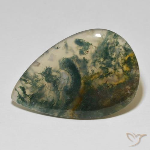 73.43ct Natural Multicolorido Ágata musgosa, Formato de pêra, Opaco