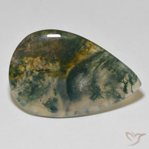 Ágata musgosa Multicolorido Natural 73.43ct, Formato de pêra, Opaco