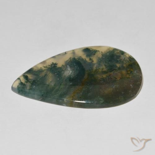 Ágata musgosa Multicolorido Natural 73.43ct, Formato de pêra, Opaco