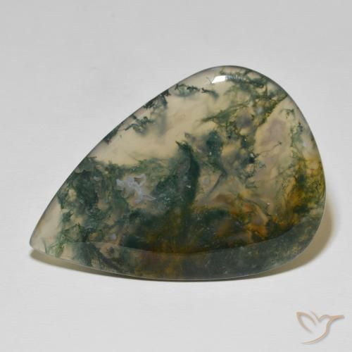 85.14ct Natural Multicolorido Ágata musgosa, Formato de pêra, Opaco
