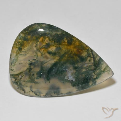 Ágata musgosa Multicolorido Natural 85.14ct, Formato de pêra, Opaco