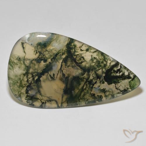 Ágata musgosa Multicolorido Natural 90.45ct, Formato de pêra, Translúcido