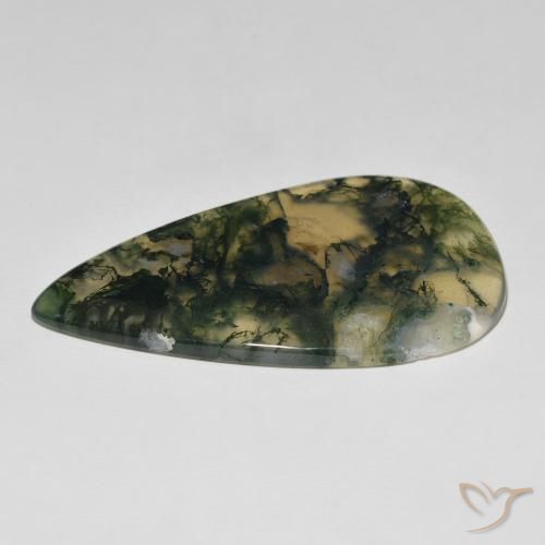 Ágata musgosa Multicolorido Natural 90.45ct, Formato de pêra, Translúcido