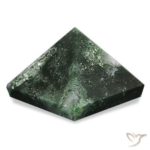 Ágata musgosa verde escuro Natural 79.96ct, Quadrado, Opaco