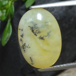 Opala musgosa amarelo natural 4,33ct, corte oval, translúcido