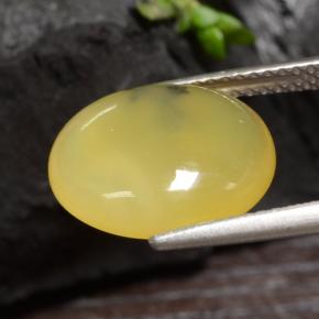 Opala musgosa amarelo natural 3,65ct, corte oval, translúcido