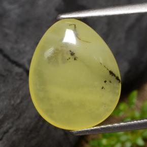 Opala musgosa amarelo natural 3,69ct, formato de pêra, translúcido