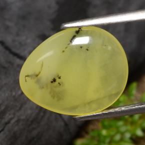 Opala musgosa amarelo natural 3,69ct, formato de pêra, translúcido