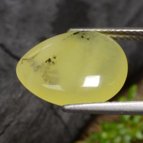 Opala musgosa amarelo natural 3,69ct, formato de pêra, translúcido