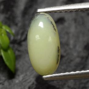 Opala musgosa dendrita amarela natural 1,12ct, corte oval, translúcido