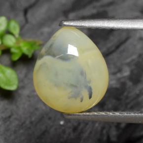 Opala musgosa amarelo natural 1,79ct, formato de pêra, translúcido