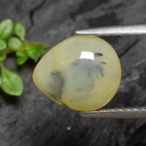 Opala musgosa amarelo natural 1,79ct, formato de pêra, translúcido