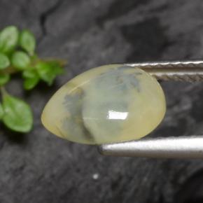 Opala musgosa amarelo natural 1,79ct, formato de pêra, translúcido