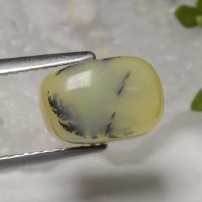 Opala musgosa amarelo natural 3,88ct, almofada cortada, opaco