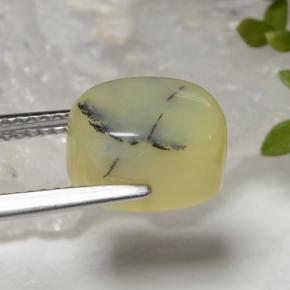 Opala musgosa amarelo natural 3,88ct, almofada cortada, opaco
