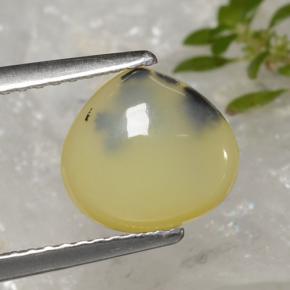 Opala musgosa amarelo natural 1,59ct, formato de pêra, translúcido