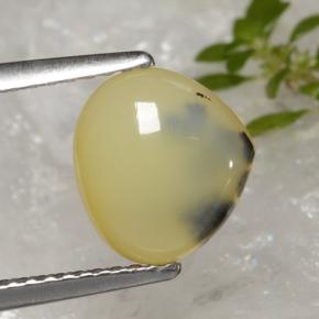 Opala musgosa amarelo natural 1,59ct, formato de pêra, translúcido