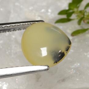 Opala musgosa amarelo natural 1,59ct, formato de pêra, translúcido