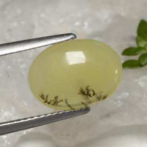 Opala musgo dendrito amarelo Natural 2.39ct, Corte Oval, Translúcido