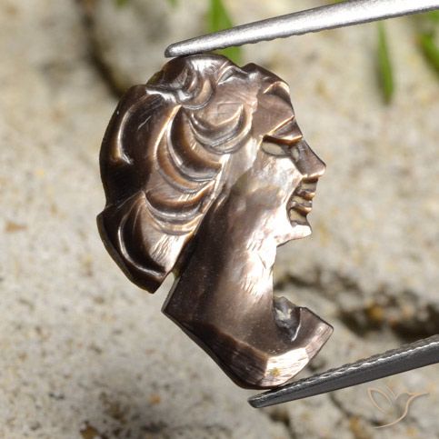 3.65ct Natural esfumaçado Madrepérola, Chique, Opaco