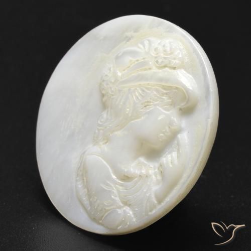 Madrepérola branco quente Natural 13.32ct, Redondo, Opaco