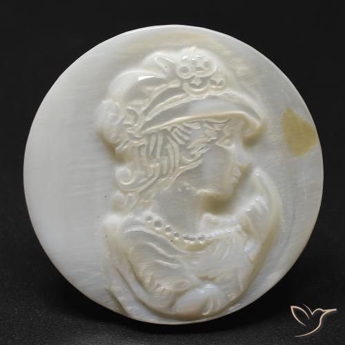 14.12ct Natural branco quente Madrepérola, Redondo, Opaco