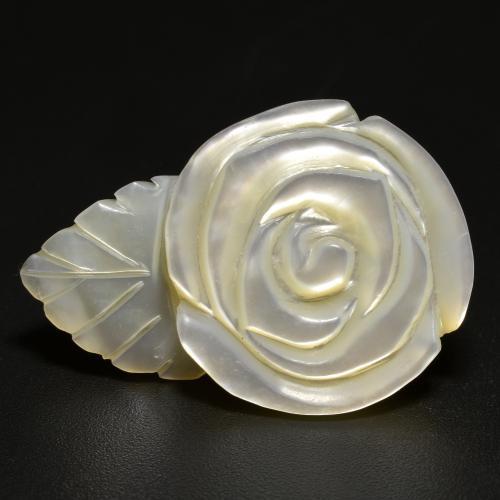 Madrepérola branco natural 16,68ct, corte flor, opaco
