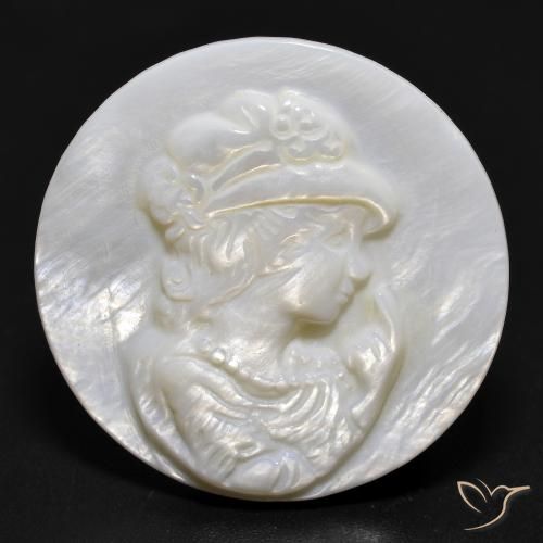 Madrepérola Pérola Branca Natural 13.76ct, Corte Redondo, Opaco